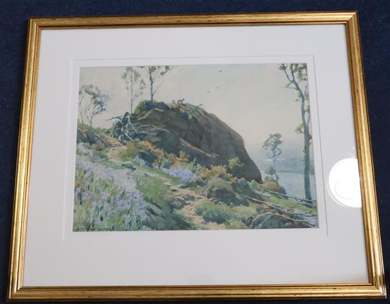Alfred Heaton Cooper (1863-1929) Sheep on a rocky outcrop 10.5 x 14.5in.